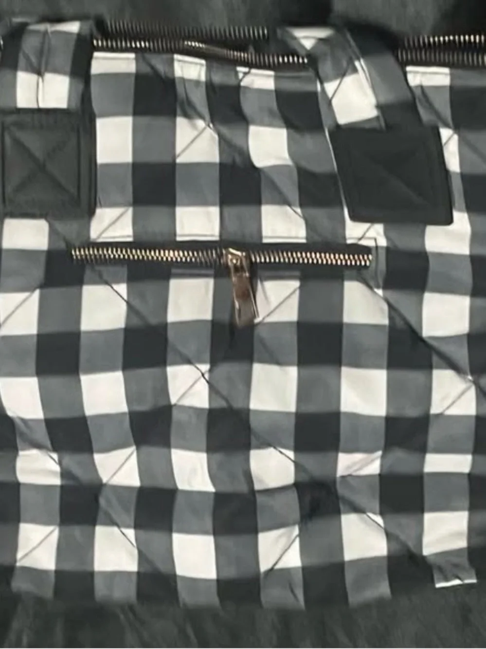 Black & White Gingham Quilted Tote Bag